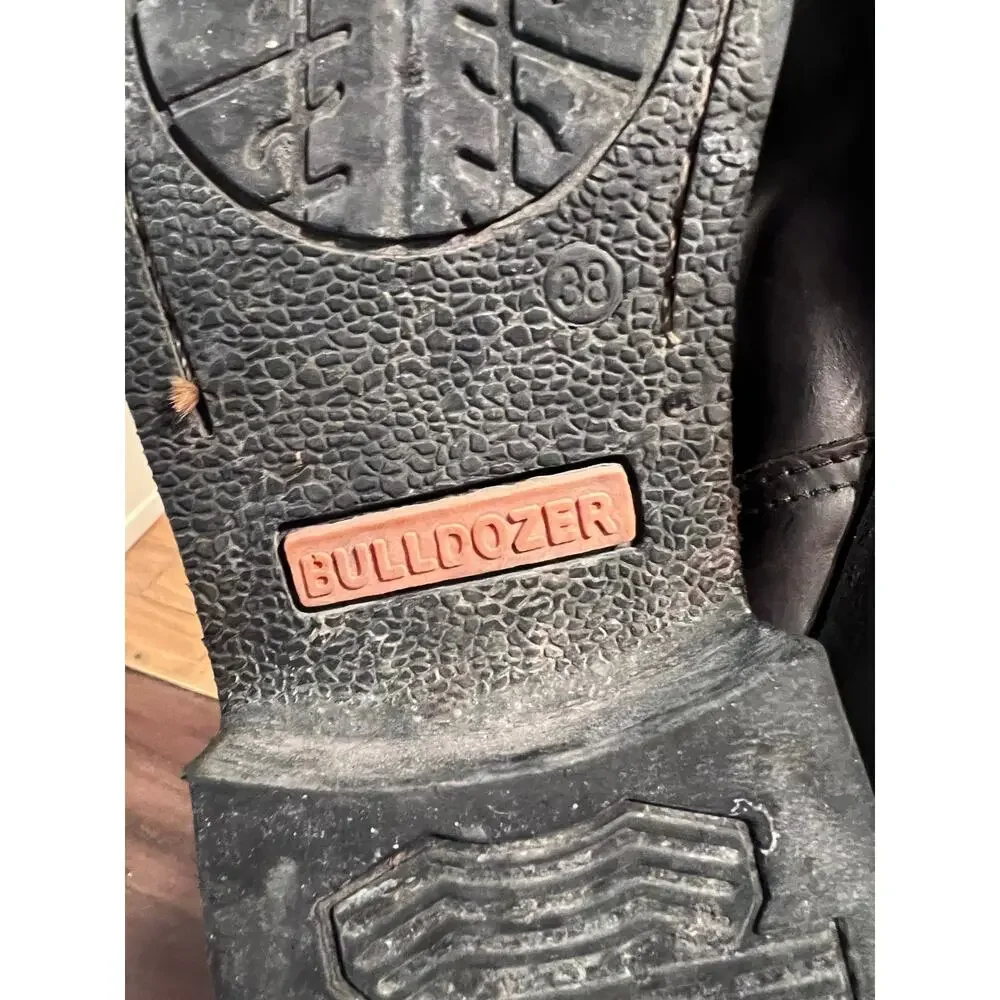 Vintage Buldozer Racing quilted leather biker boots Brown Size 38 7.5
